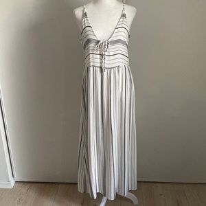 New Roxy Maxi Summer Beach Ready Sleeveless Striped Low Back Dress Coverup